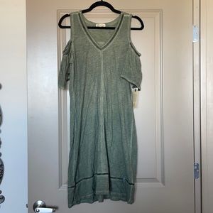 NWT Democracy green cold shoulder dress